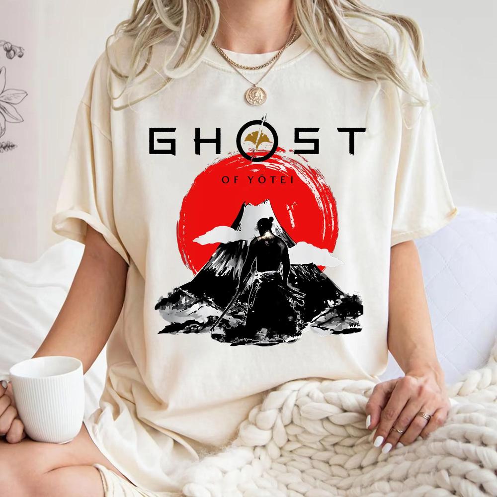 

Ghost of Yotei Shirt Samurai Mountain Tee Japanese Sun Vintage TShirt Clothing Short Sleeve Shirt Unisex Unisex Women AllSeason 4XL