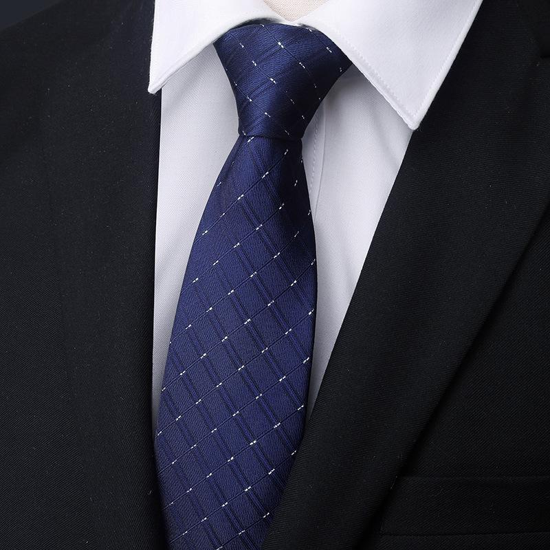 Men'S Blue Business Dress Tie Wedding Groom Work Korean Version Zipper-Style No-Beater Tie Gift Box