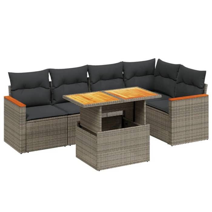 VidaXL Garden Lounge Set with Cushions 6 Pcs, Patio Sofas, Patio Furniture Set, Outdoor Furniture, Grey 3273069