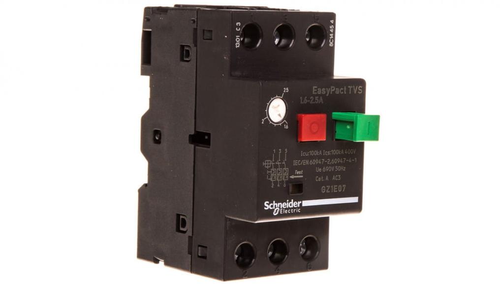 Motor Circuit Breaker 3P 0.75Kw 1.6-2.5A Easytesys Power, Pushbutton Drive, Box Terminals Gz1E07