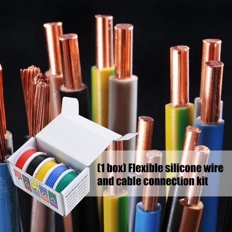 26/28/24/30AWG Electric Tinned Copper Cable Heat Resistant Flexible Silicone Wire 5 Colors Stranded Electrical Wire