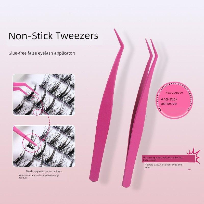 Anti-Stick Glue Tweezers for False Eyelashes, Suitable for Eyelash Extensions, Eyelash Curler