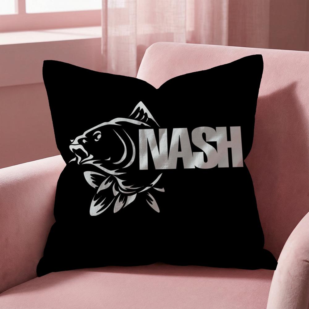 N-Nash Fishing logo Cushion Cover Multi-Scene Pillow Cover for Home & Car - Reversible, Soft & Durable for Daily Use