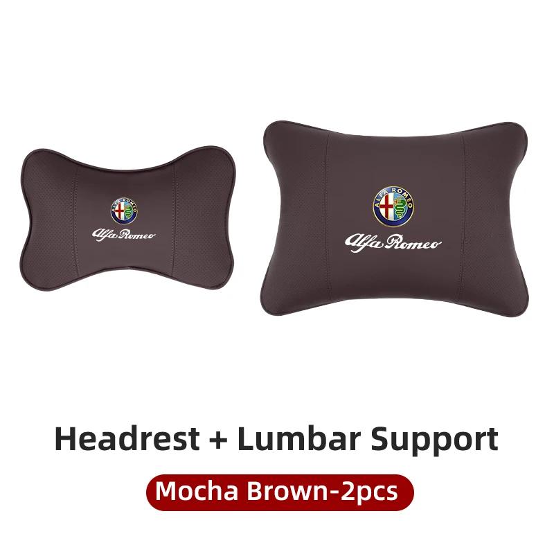 For Alfa Romeo Car Sticker Leather Car Seat Neck And Back Pillow Breathable Accessories For Alfa Romeo 159 Giulietta Giulia 147LG9
