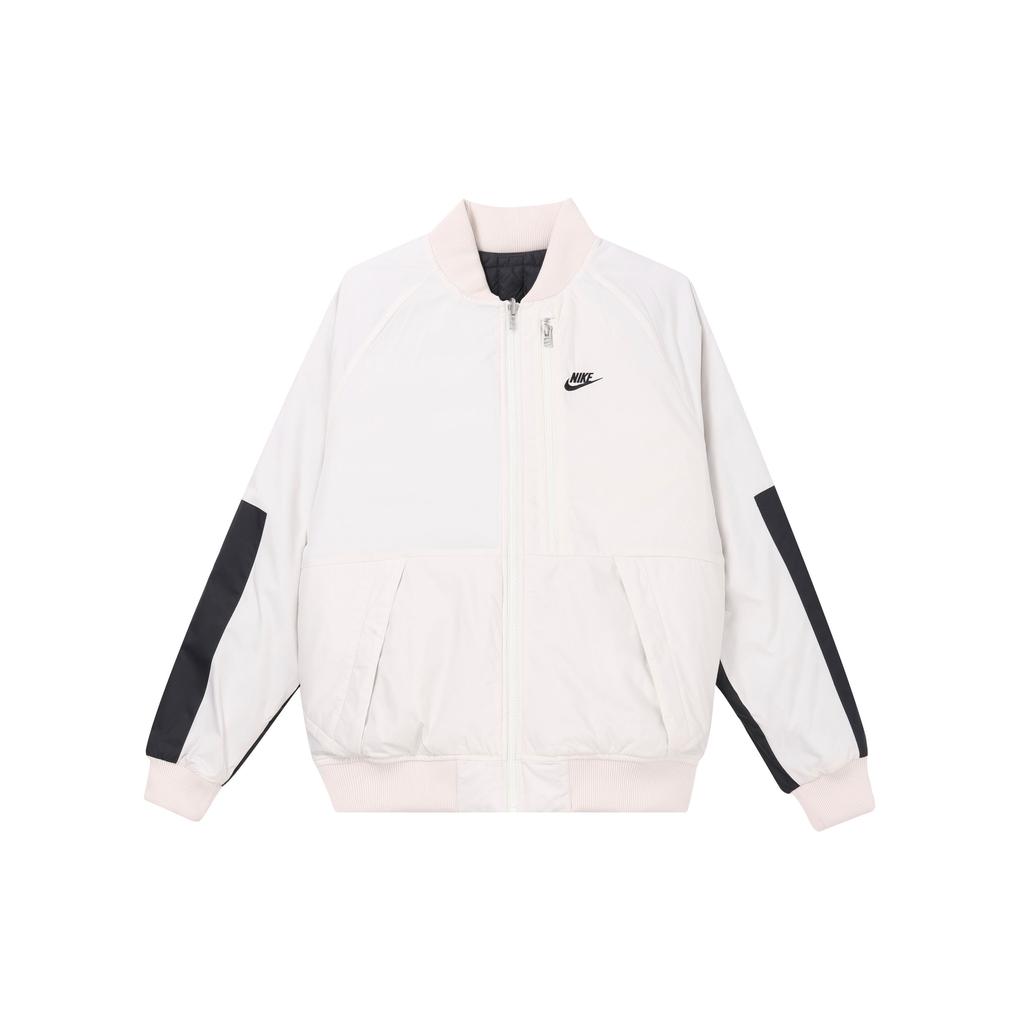 Nike Embroidered Casual Reversible Stand Collar Warm Jacket Men Outerwear White DD6850-030