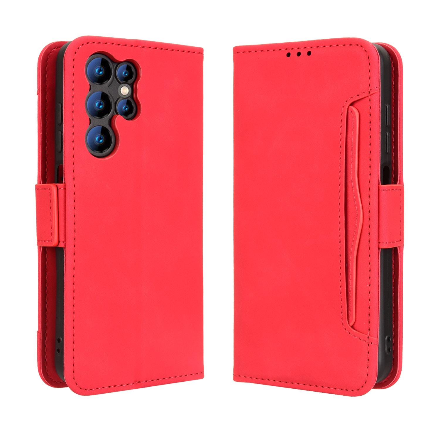 

For Oukitel C1 Pro/Oukitel C1 Leather Case Phone Wallet Cover with Multiple Card Slots Red
