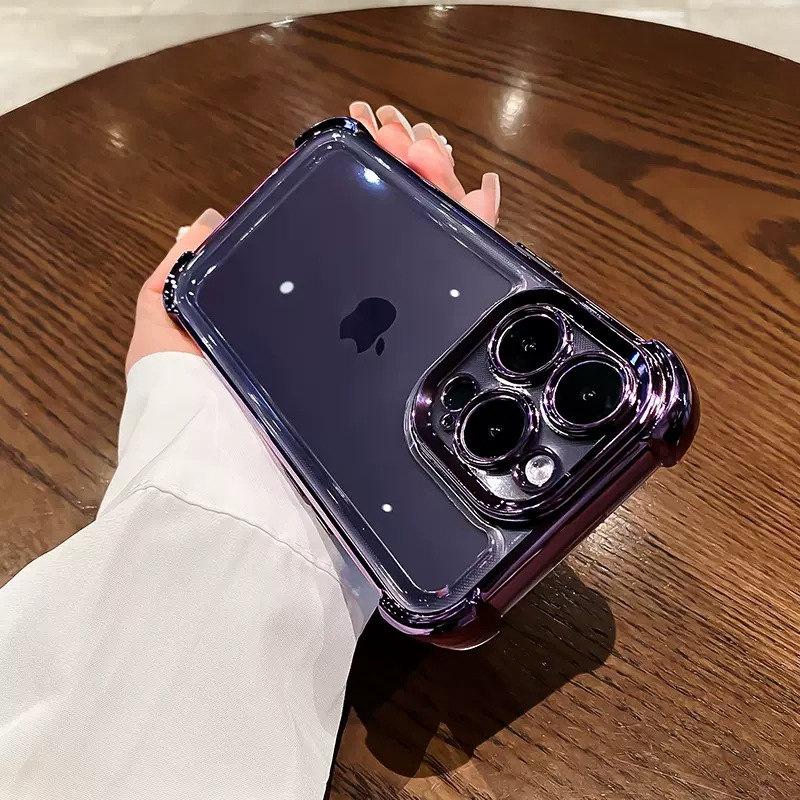

Розкішний прозорий чохол Electroplate для iPhone 14 13 12 11 Pro Max X Xs XR Max Plus з бампером протиударний чохол iPhone XR фіолетовий