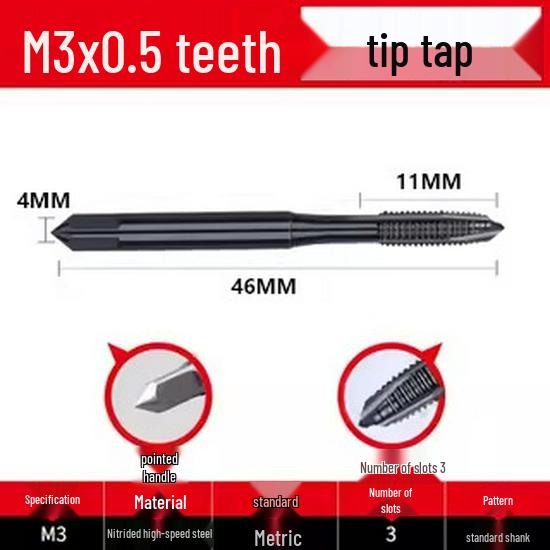 Cobalt Nitride Spiral Tap for Stainless Steel (Drill Bit: M4, M5, M6, M8, M10)