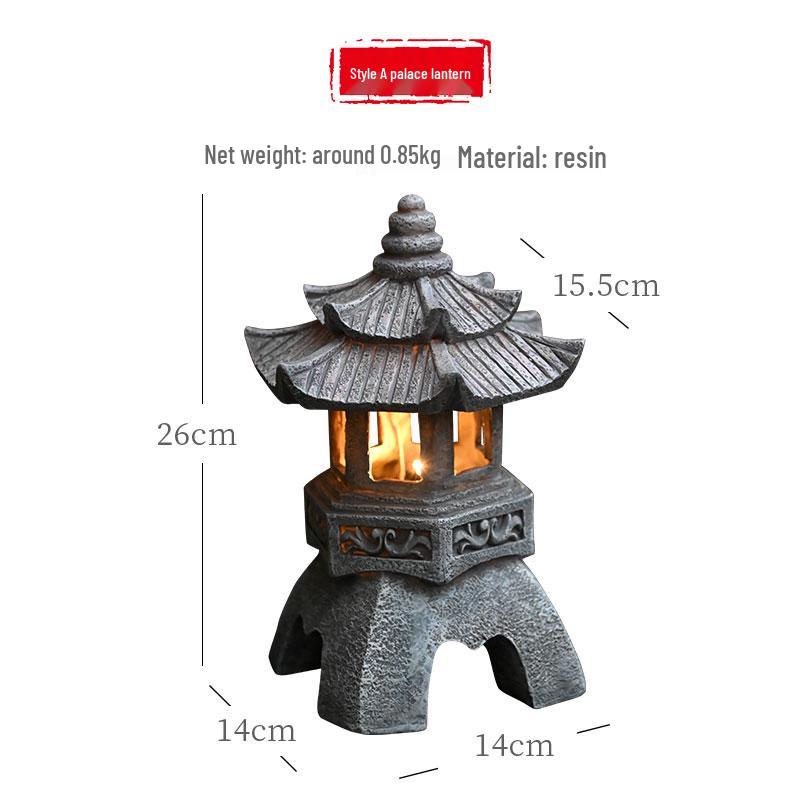 Солнечный фонарь-пагода из камней в стиле дзен для декора сада, двора или балкона