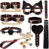 8-Piece Leather Bondage Set: Handcuffs, Foot Cuffs, and Teasing Accessories for Couples