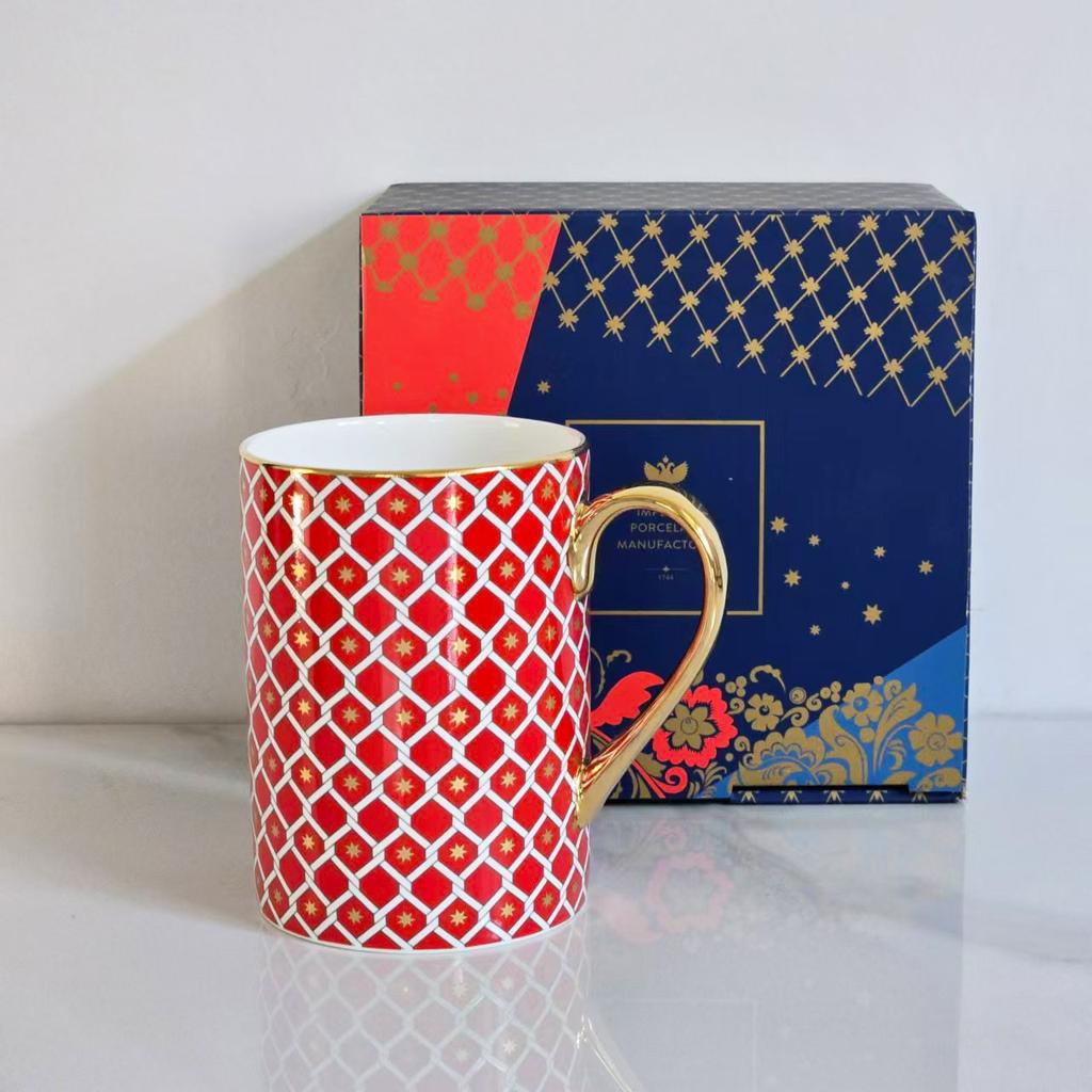European Palace Style Gilded Bone China Coffee Cup Luxury Office Tea Cup Gift for Friends