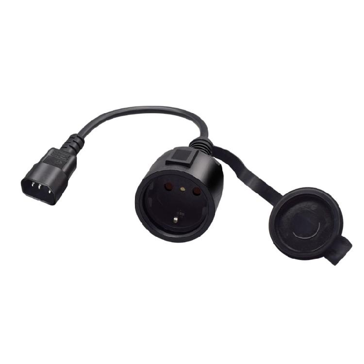 Black IEC320-C14 to EU4.8mm Adapter Cable Cord with Dustproof Cover Protectors