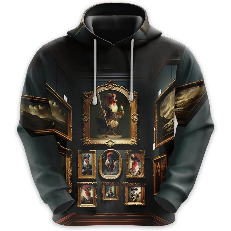 Erkek Horoz Grafik Kapüşonlular 3D Tavuk Baskılı Sweatshirtler Erkek Kadın Yüksek Kalite Eşofman Kapüşonlu Oversize Harajuku Giyim