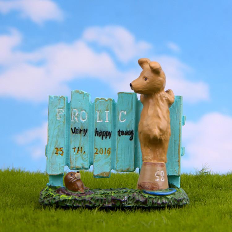 Resin Garden Kids Little Dog Fence Sea Lion Ornament For Potted Plants Gift