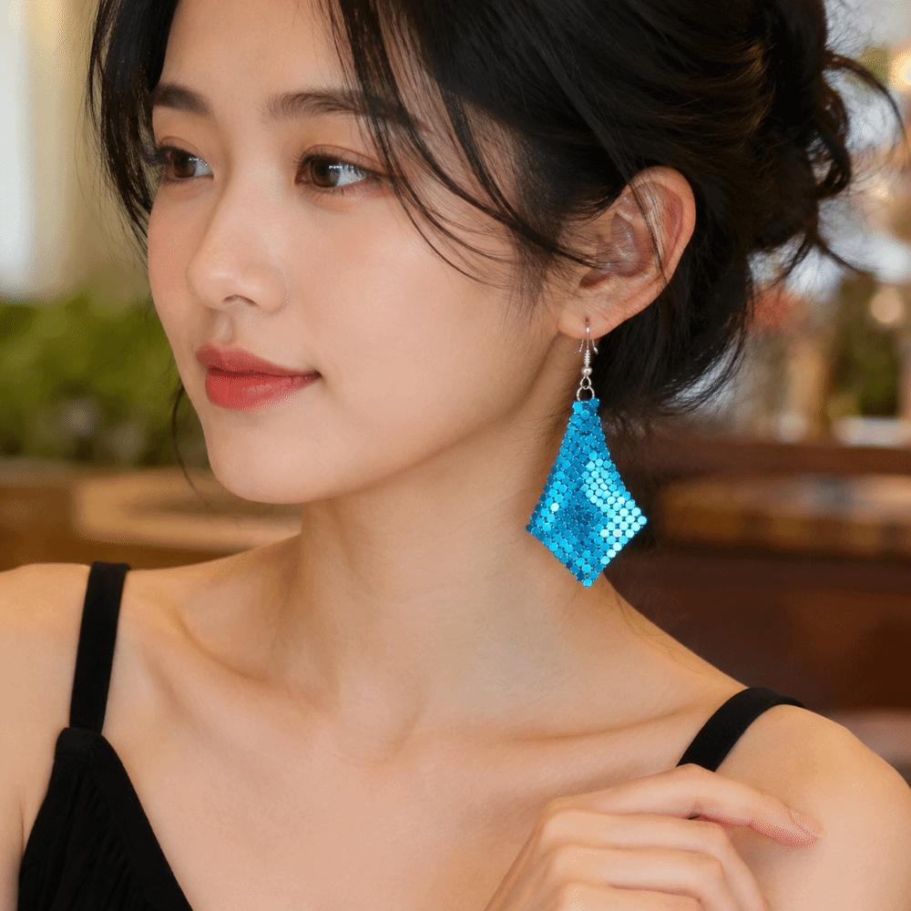 Exaggerated Geometry Metal Sequins Earrings Dangling Pendant Earrings Music Festival