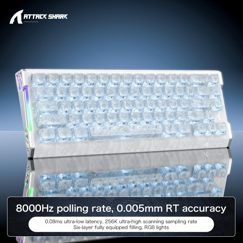 ATTACK SHARK R68HE Wired 8KHz Keyboard ,0.005mm RT Accuracy,Magnetic Switch,Support RT/Snap Tap/DKS/MT/TGL