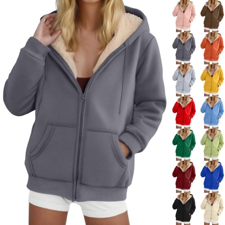 Women Hooded Jacket Casual Zipper Cardigan Loose Sweatshirt Long Sleeve Fashion
