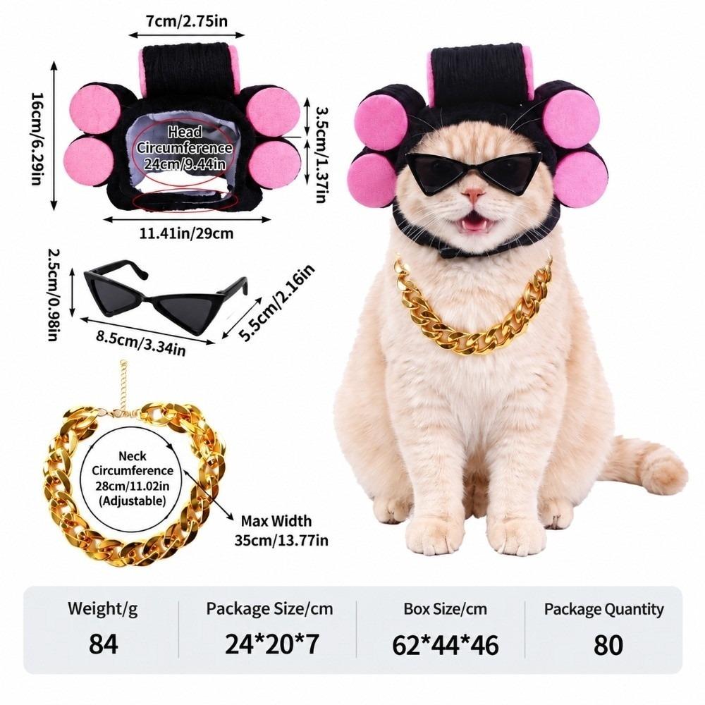 Curl Hair Roller Wig Pet Wig Headgear Lightweight Design Pet Gold Chain Prop Family Fun Gathering