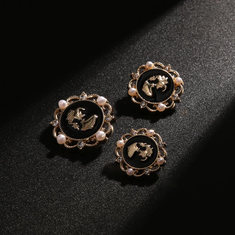 

10 шт. металлических полых перламутровых пуговиц для женской одежды, пуговиц для пальто, куртки, универсальных пуговиц для свитера, кардигана Flower & 20MM & 2 #Gold + Black