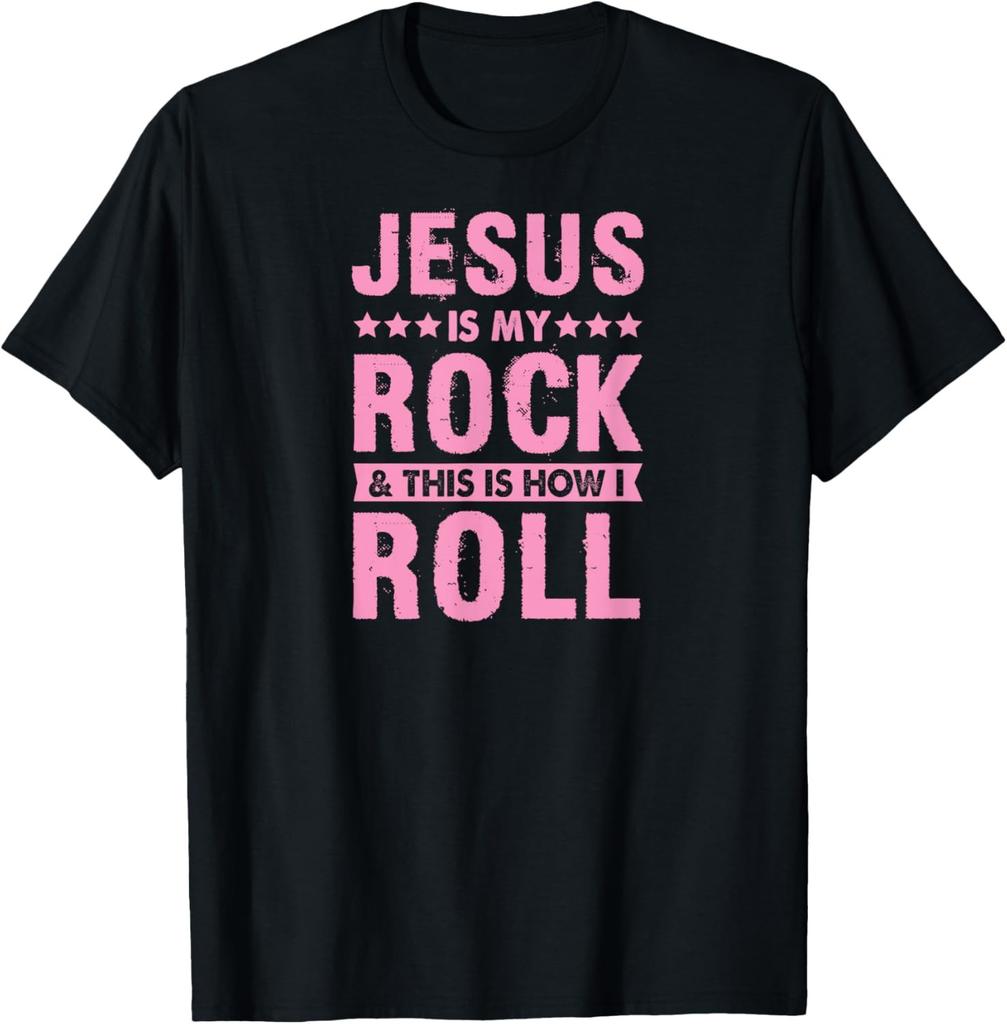 Jesus Is My Rock And This Is How I Roll Funny Christian Band T-Shirt