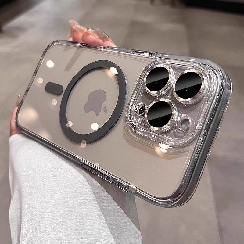 Applicable To IPhone17 Magnetic Suction Phone Case Two Color Fine Hole Apple 16 ProMax Comes with Lens Anti Fall Protection Case