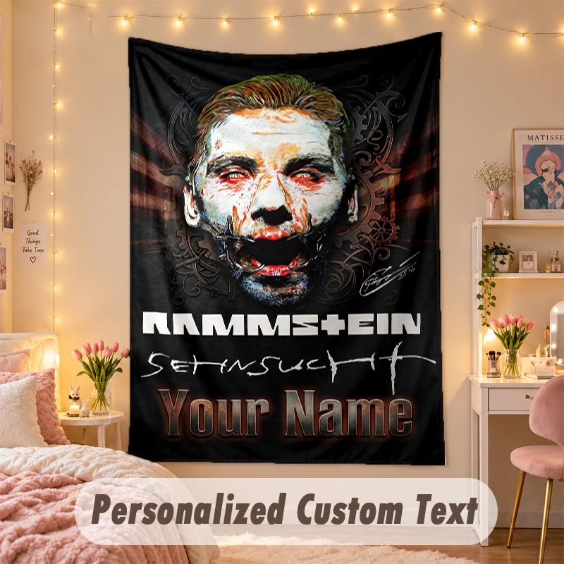 Custom Personalized Tapestry,Rammstein Print Custom Name Text Wall Art Hanging for Bedroom