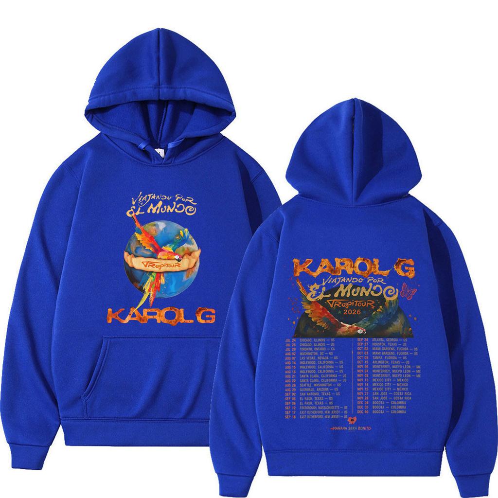 Karol G Viajando Por El Mundo Tropitour 2026 Graphics Hoodie Men Women Loose Casual Pullover Long Sleeves Fashion Sweatshirts