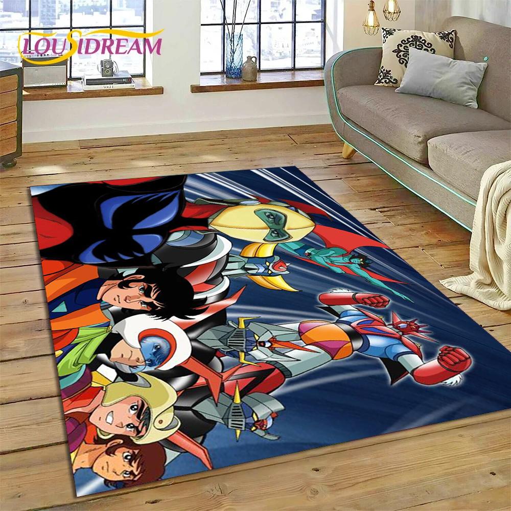 Alfombra de Dibujos Animados 3D Robot OVNI Grendizer Anime para Sala de Estar Dormitorio Decoración del Hogar, Felpudo Antideslizante para Sofá Felpudo Regalo Niños