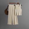 Strap Vest Fashion Set For Summer Wear  Women's Round Neck Sleeveless Top Knit Two-piece Set