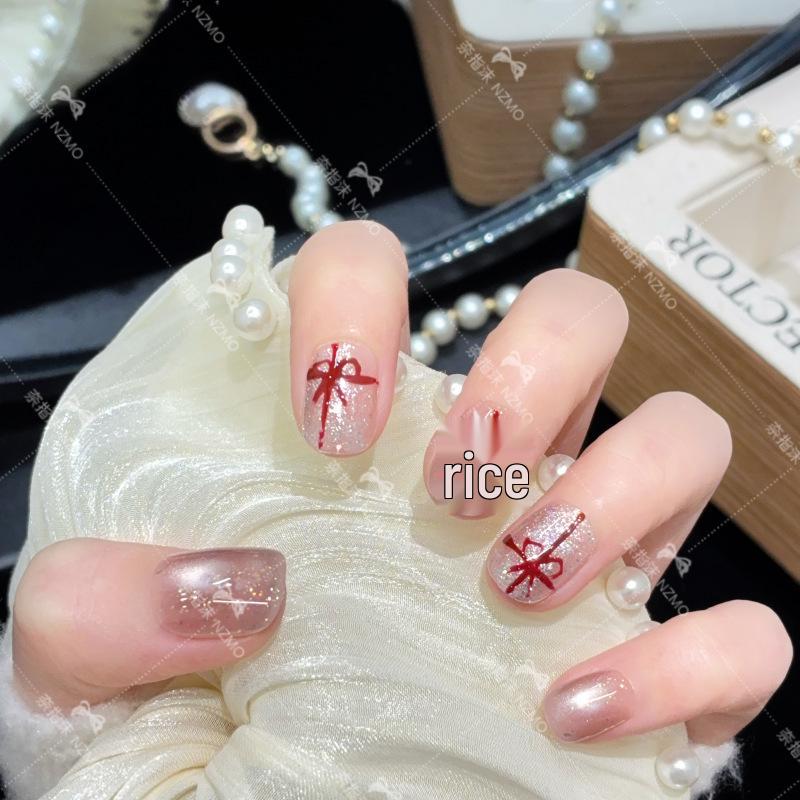 L73 Handmade Fireworks Theme Wearable Cute Short Nails XS (Dot Nails)