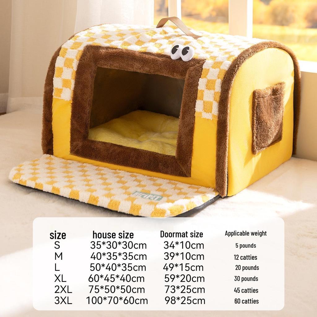 Houndstooth Dog Bed for Large Dogs & Cats - Autumn/Winter Deep Sleep Bed