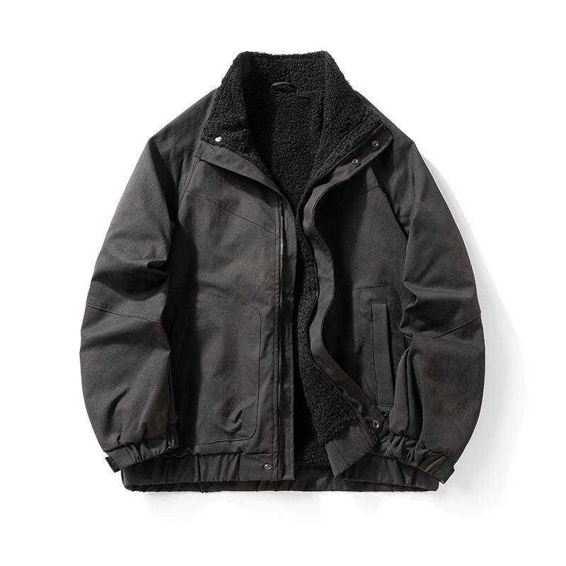 Men's Lambswool Thickened Stand Collar Jacket - Autumn/Winter 2025 Fleece-Lined Pilot Warmth