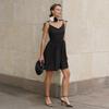 Spring Summer New Women's Fashion Cotton Backless Bandage High Waist Short Slip Dress, European American Style