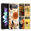 Sunflower Hard PC Phone Case For Samsung Galaxy Z Flip 4 5 Black Cover For Galaxy Z Flip 3 Foldable Shockproof Cases Capas Bags