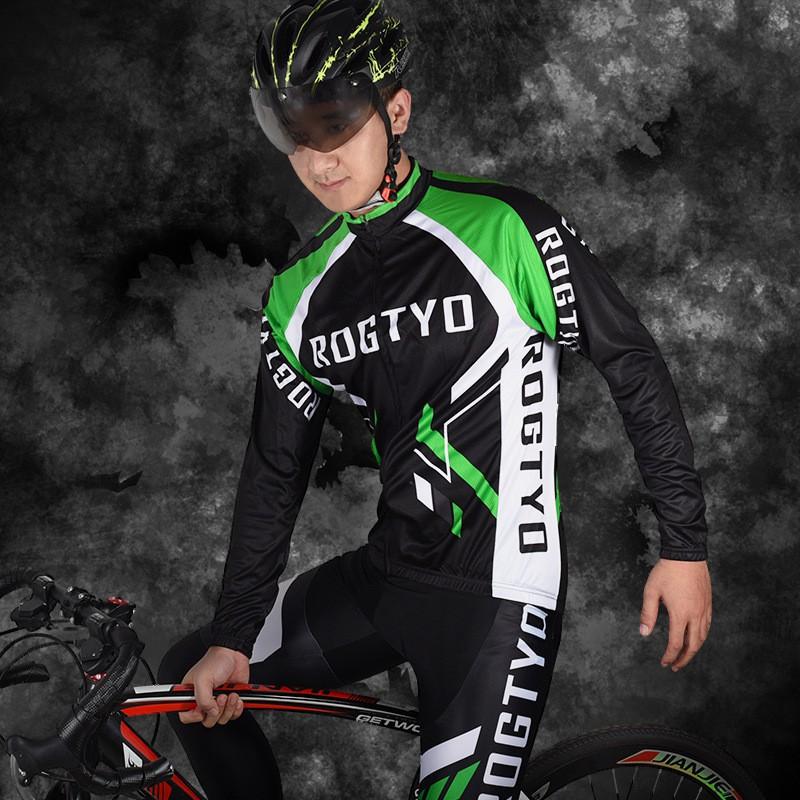 Mens Long Sleeve Cycling Jersey Shorts Set Quick Dry Breathable Mountain Road Bike Apparel