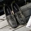 FashionCrocodile Pattern Genuine Leather Shoes Men Slip-on Casual Loafers Mens Business Shoes Luxury Brand Office Formal Dress Footwear