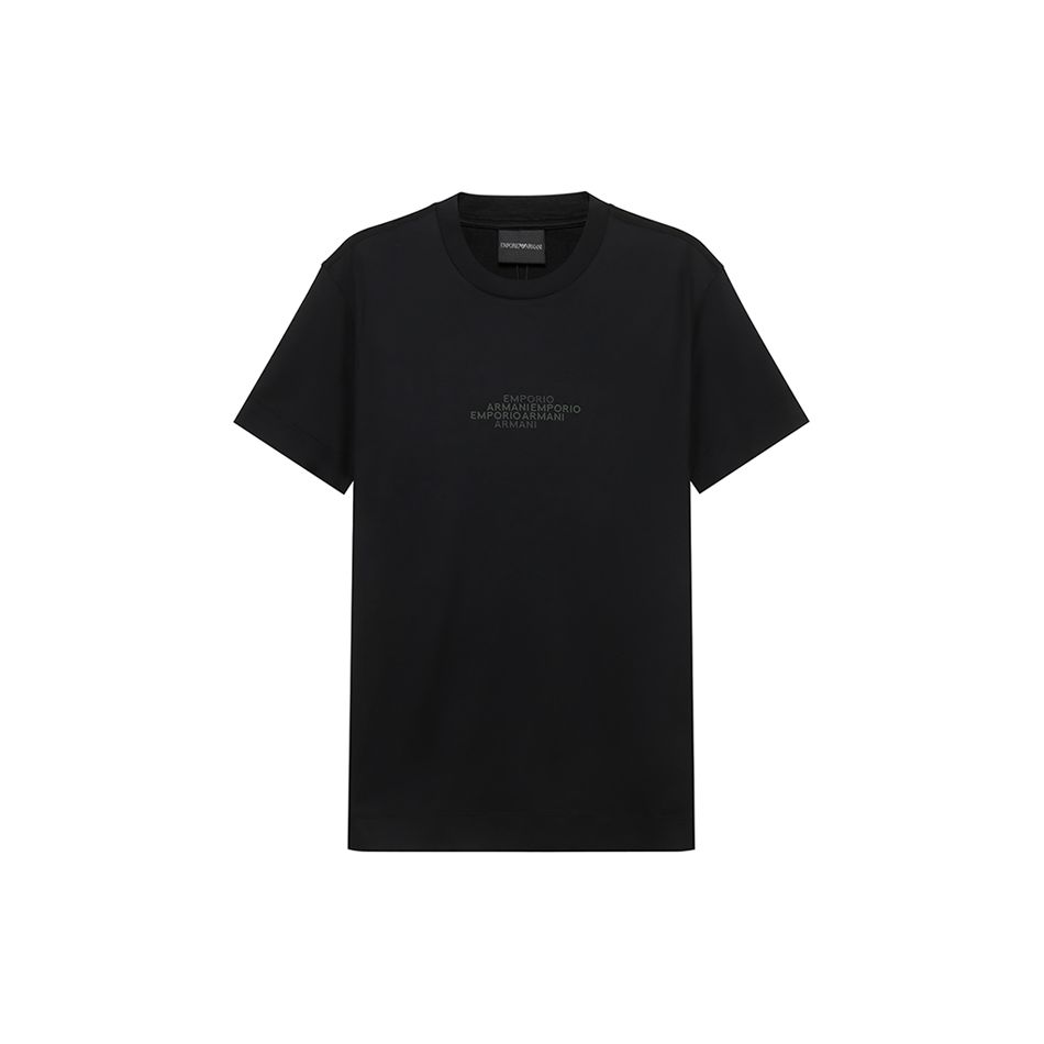 Emporio Armani FW21 Logo Print Casual Crew Neck Short Sleeve T-Shirt Men Tops Black 6K1T62-1JUVZ-0999 S