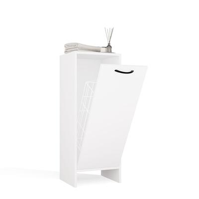 Nina 1K White Bathroom Cabinet Shelf 1 Laundry Basket Bathroom Tall Unit