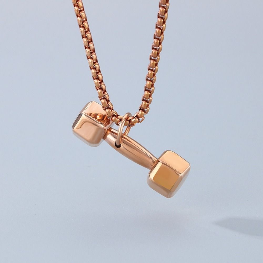 Mini Fitness Series Pendants Titanium Steel Dumbbell Sports Necklace Dumbbell Necklace  Bodybuilder