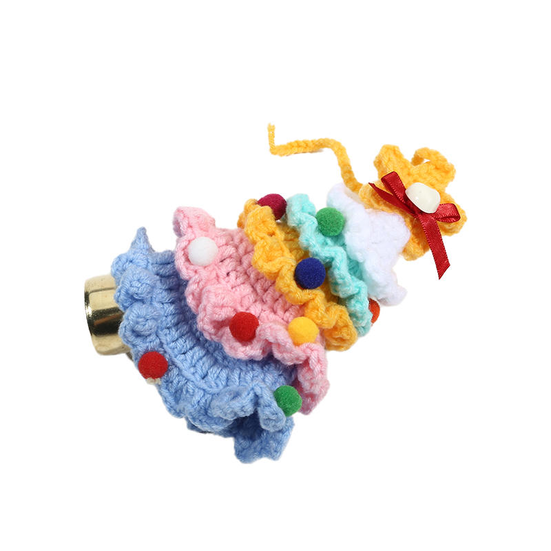 ChristmasTree Pendant Knitted Christmas Tree Ornaments With Gold Jingle Bell For Holiday Home Party Decoration Gifts