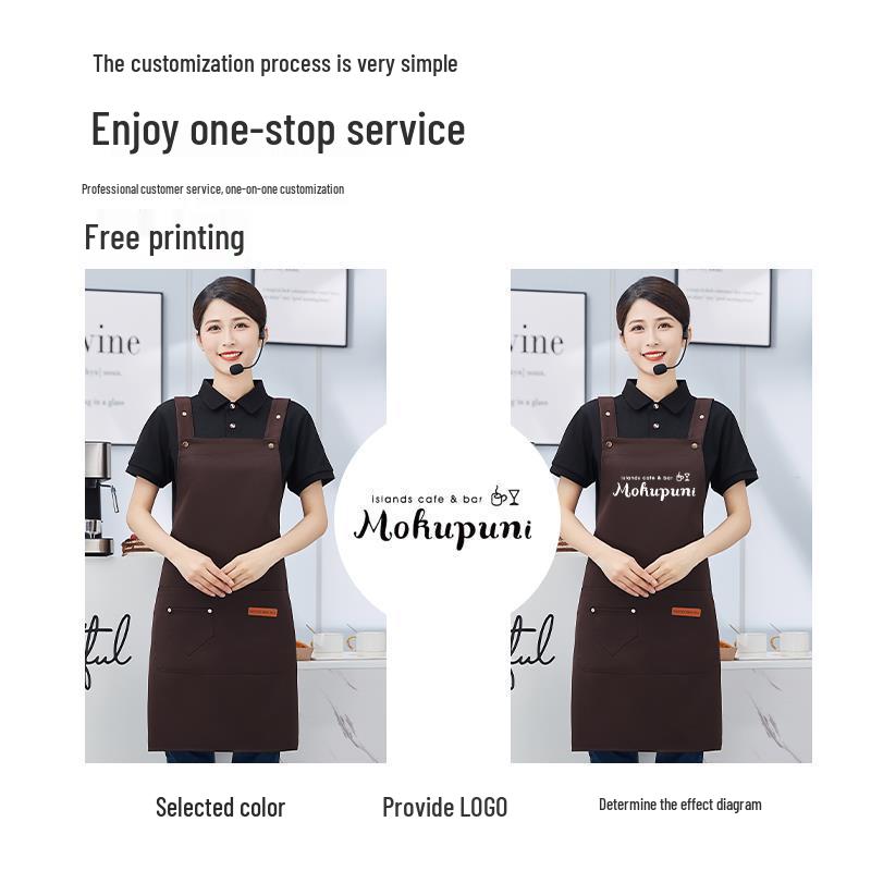 Men's Waterproof Oil-proof Logo Print Kitchen Apron for Home & Commercial Use