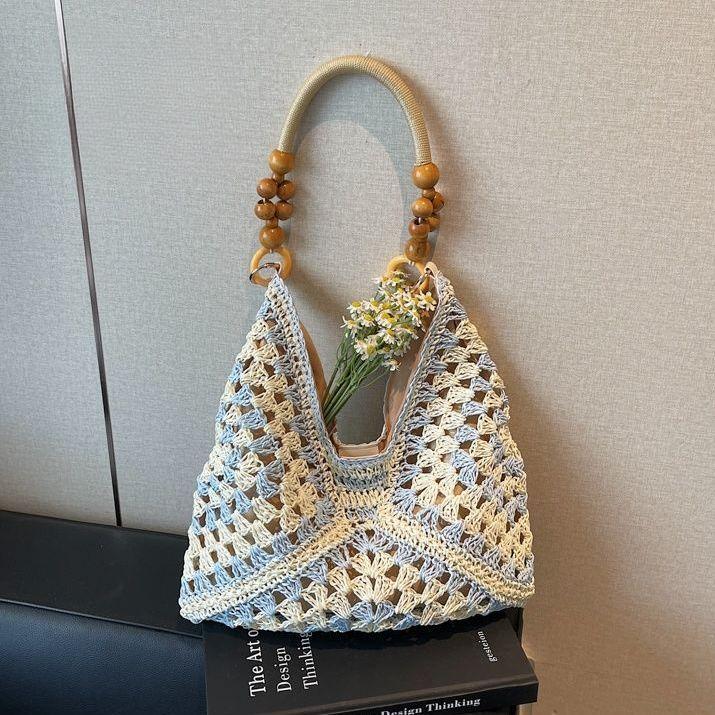 

Summer Straw Beach Bag for Women - Hollow Out Shoulder Handwoven Basket Tote
