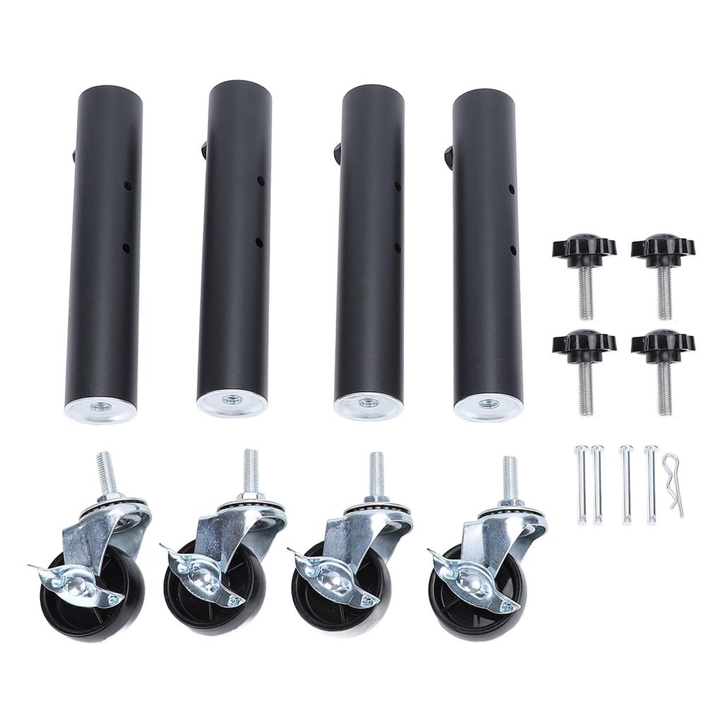 4PCS Furniture Legs with Caster Wheels Heavy Duty Carbon Steel Table Leg Extender Riser for Cabinet