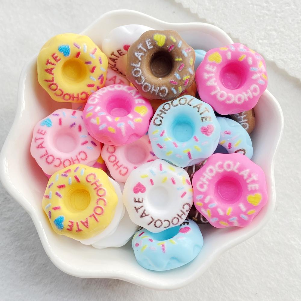 10pcs Mix Resin 3D Sweet Colorful Cartoon Donut Bread Flat back Simulation Foods Scrapbook Figurines DIY Decor Crafts