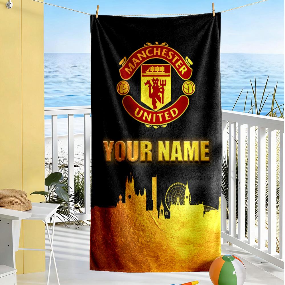 Manchester Personalized Name Beach Towel Soft Durable Quick-Dry Portable for SwimmingBeachCamping Travel Beach AccessoriesGym