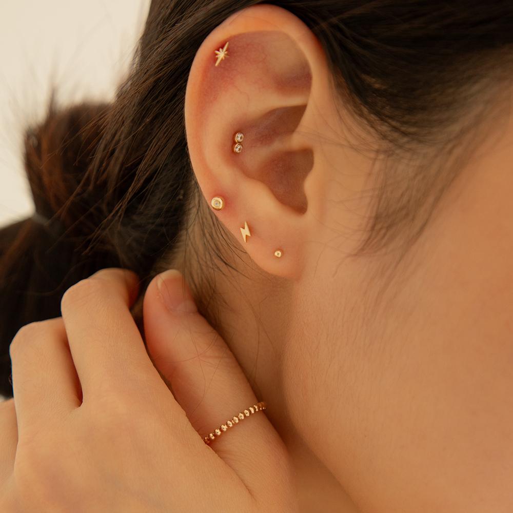 Lunne 14K Diamond Spear Ball Piercing (14K Gold) #Lcpi02