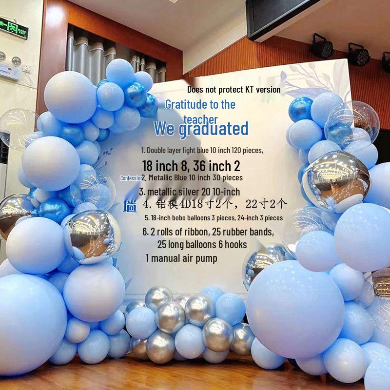 Metallic Blue Arch Balloon Column for Store Openings and Party Decorations