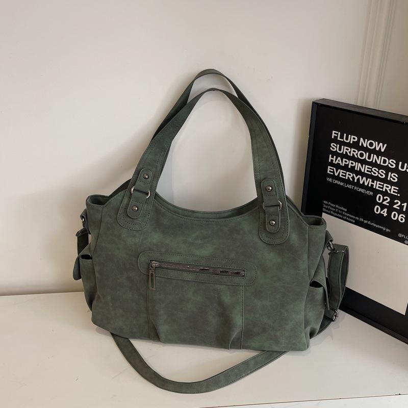 2025 Women's Retro Large-Capacity Frosted Tote, Shoulder, and Crossbody Bag