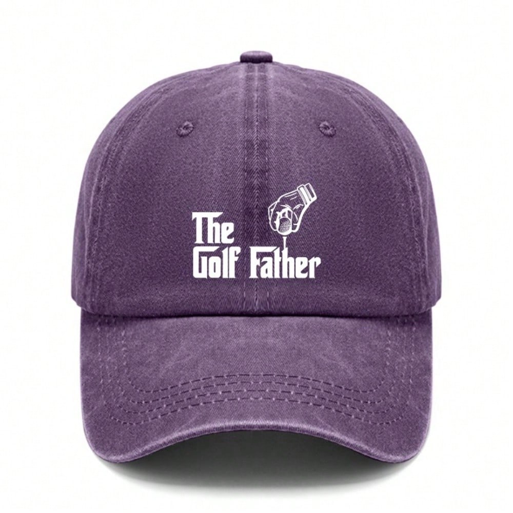 [Vintage Baseball Cap] The Golf Father Print Polyester Soft Adjustable Curved Brim Casual Outdoor Sports Golf Hat For Dad Gift