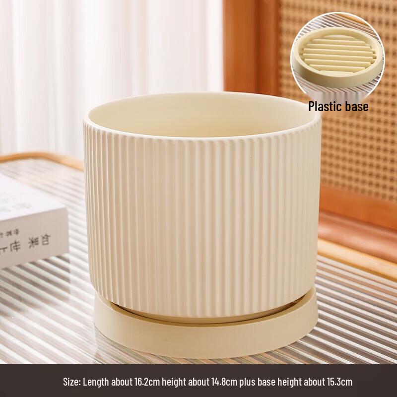 Large Ceramic Plant Pot Set with Tray